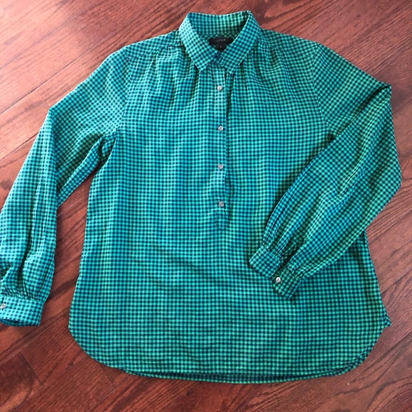 J. Crew Tops - J.Crew checked popover blouse